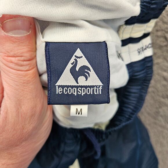 Le Coq Sportif Track Pants Mens Medium Blue Warm Up‎ Windbreaker Pant Ankle Zip - Picture 9 of 11